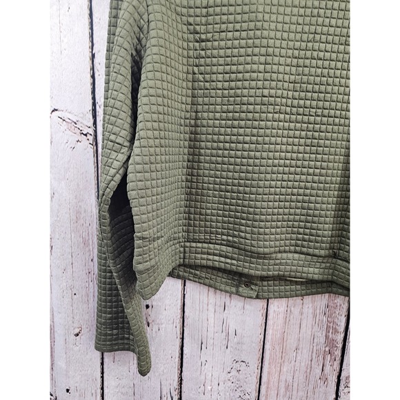 PrettyGarden Quilted Shacket Jacket Olive Green Button Front Collared Size M NEW - Picture 11 of 15